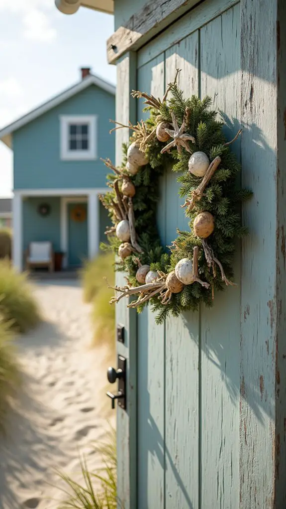 coastal beach themed christmas wreath