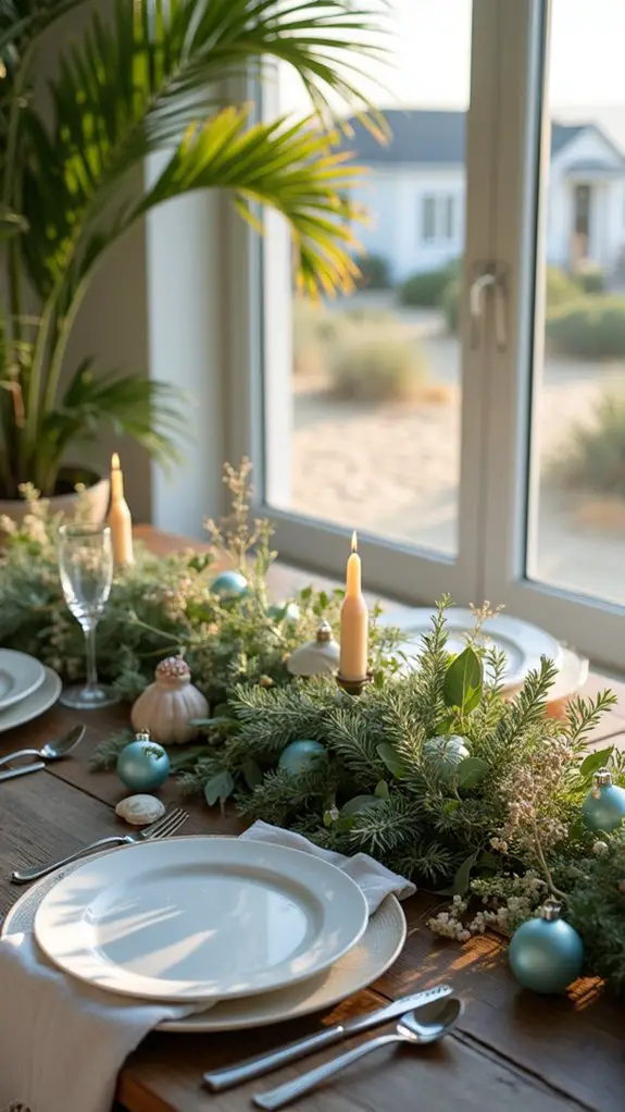 coastal holiday greenery decor