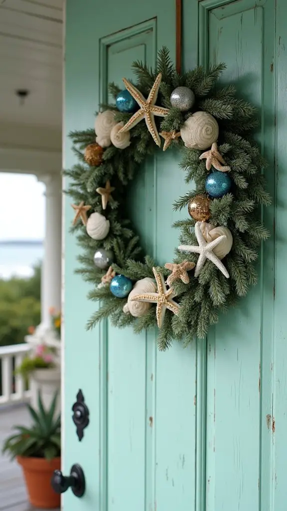 coastal seashell holiday wreath