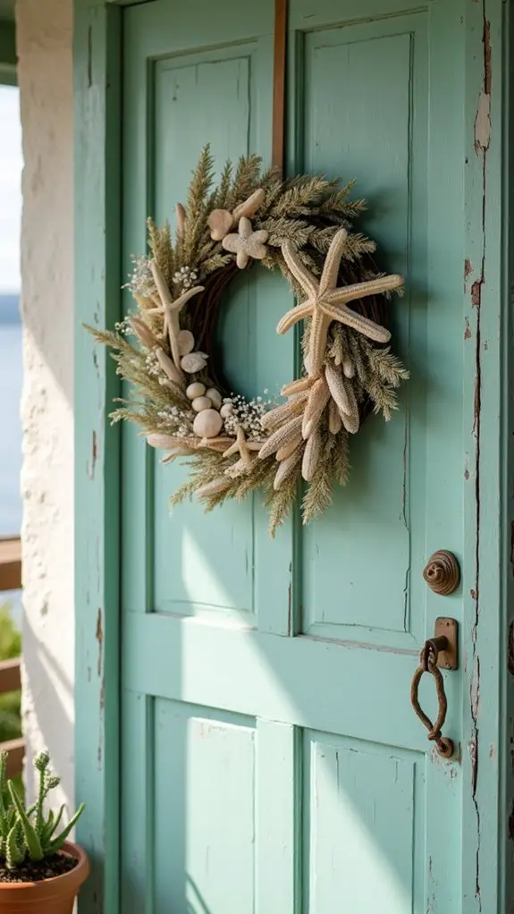 coastal winter floral wreath