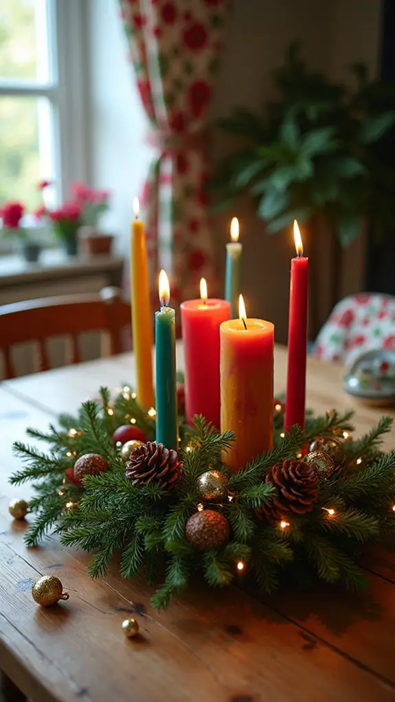 colorful advent candle display