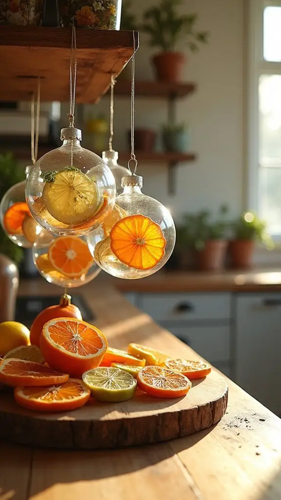 colorful citrus slice ornaments