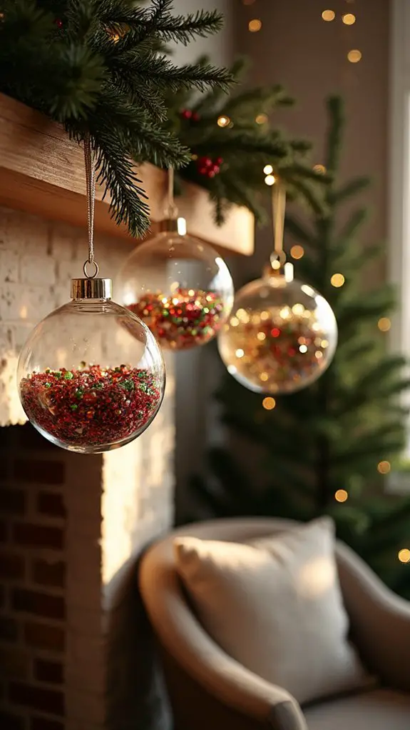 colorful confetti filled ornaments