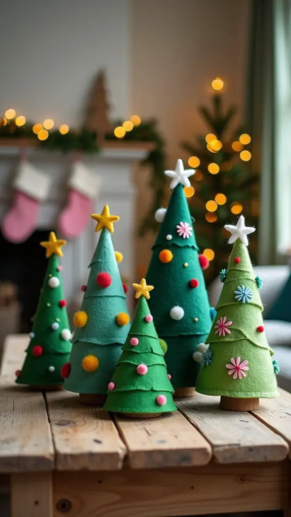 colorful diy felt trees