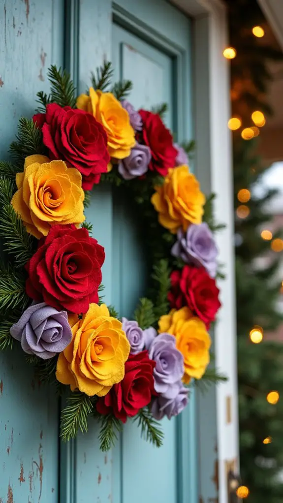 colorful felt flower wreath