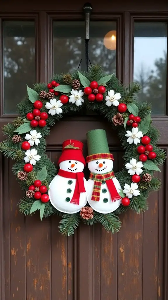 colorful felt snowman wreath