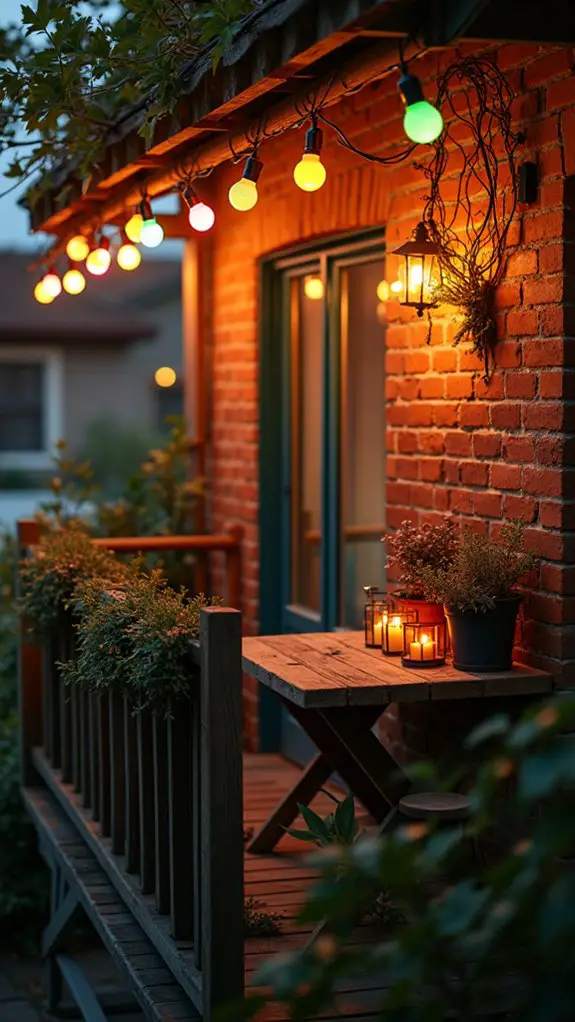 colorful festive balcony lights
