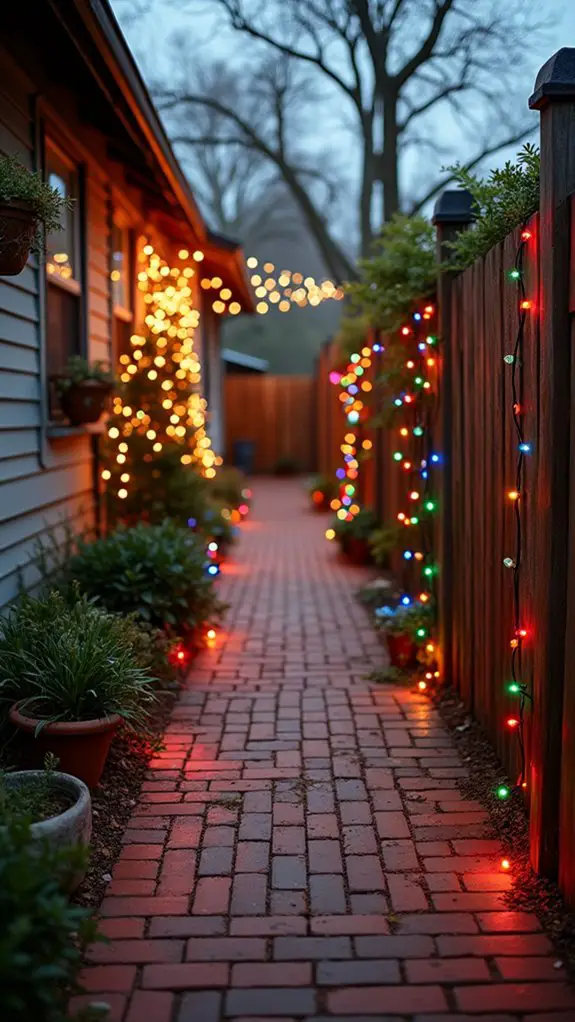 colorful festive pathway lighting