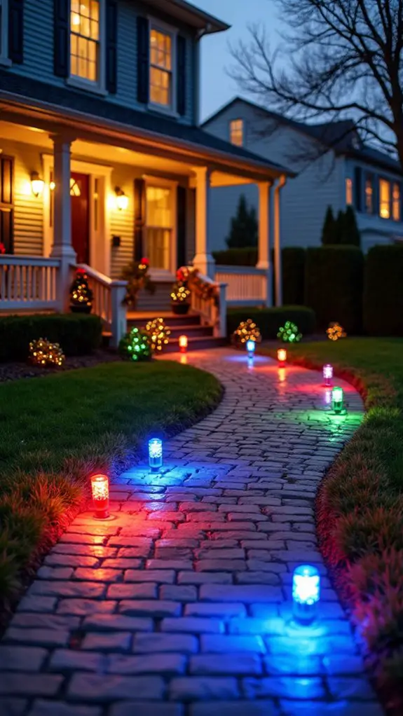 colorful festive pathway lights
