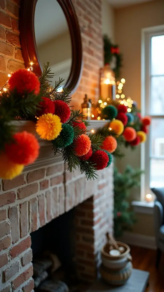 colorful festive pom pom garland