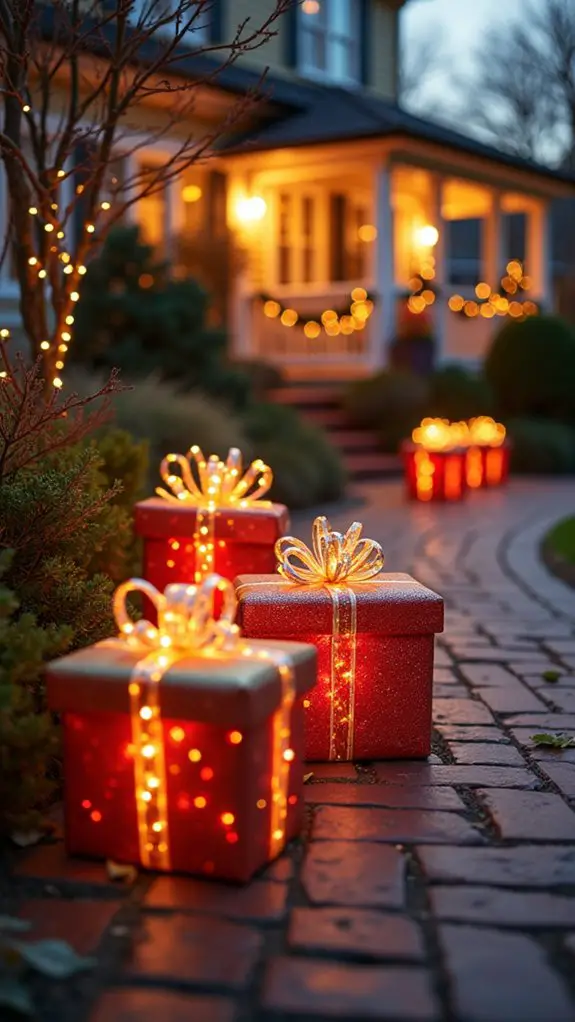 colorful glowing gift boxes