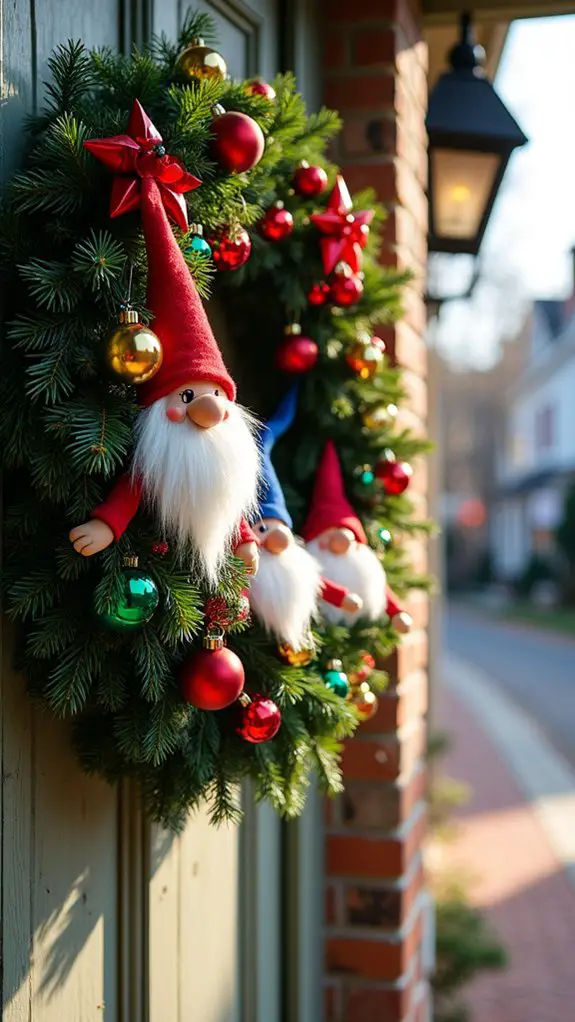 colorful gnome holiday wreath