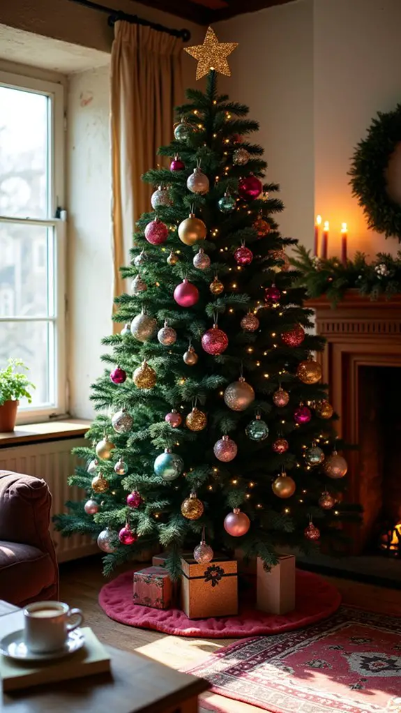 colorful ornaments on black