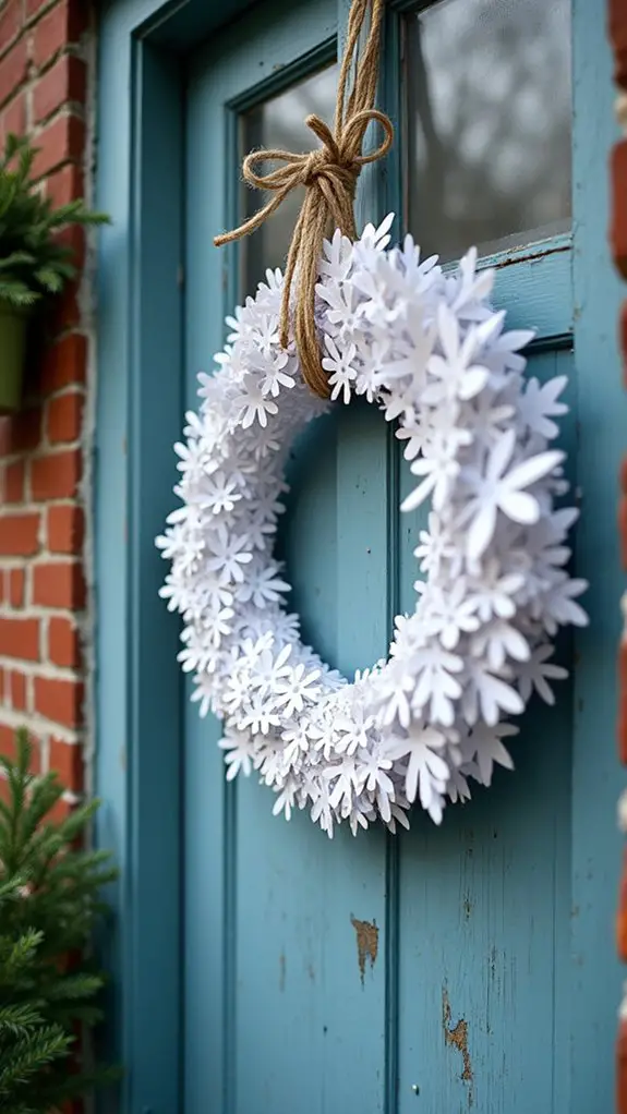 colorful paper snowflake wreath
