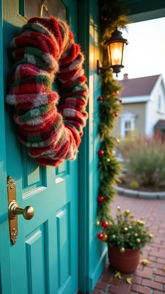 colorful plaid fur wreath