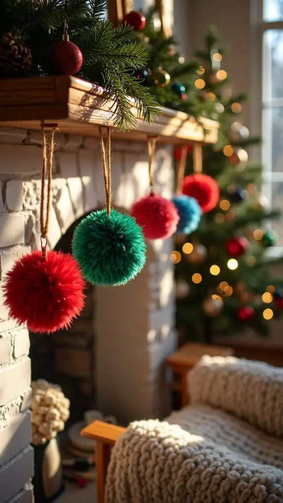 colorful pom pom decorations