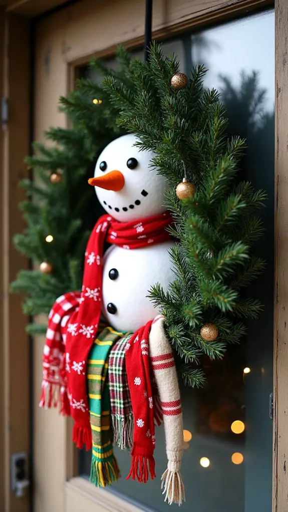 colorful scarf snowman wreath