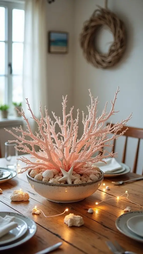 coral inspired holiday centerpieces