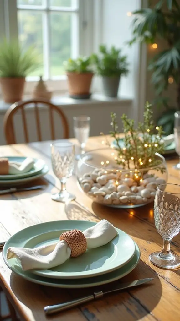 coral themed festive table settings