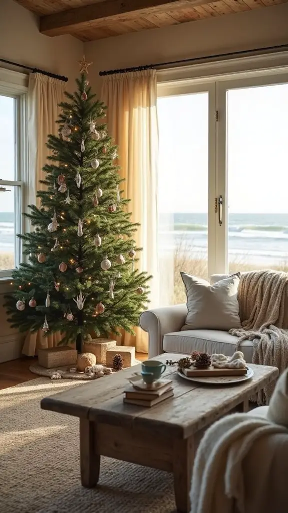 cozy beach themed christmas decor