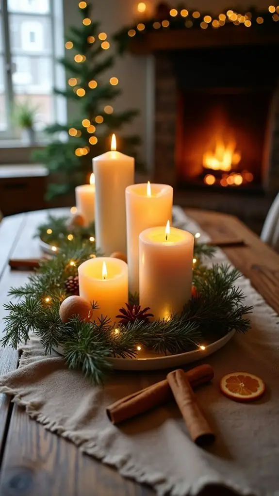 cozy candle arrangements for holidays