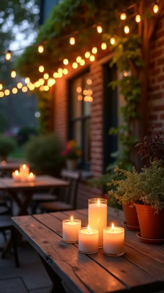 cozy candlelight with string lights