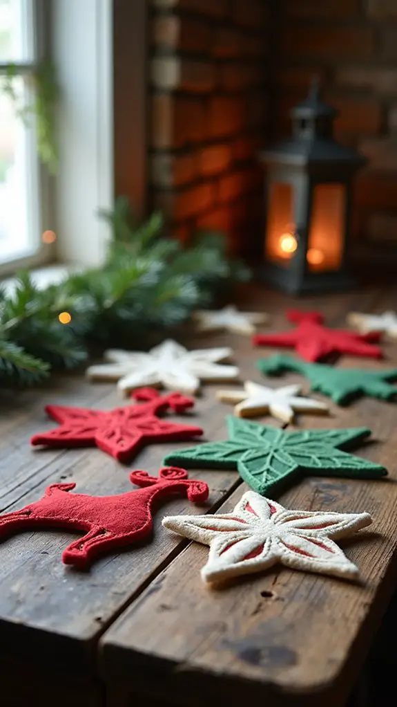 cozy colorful felt ornaments