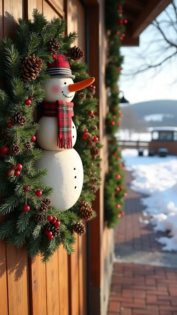 cozy farmhouse snowman wreath