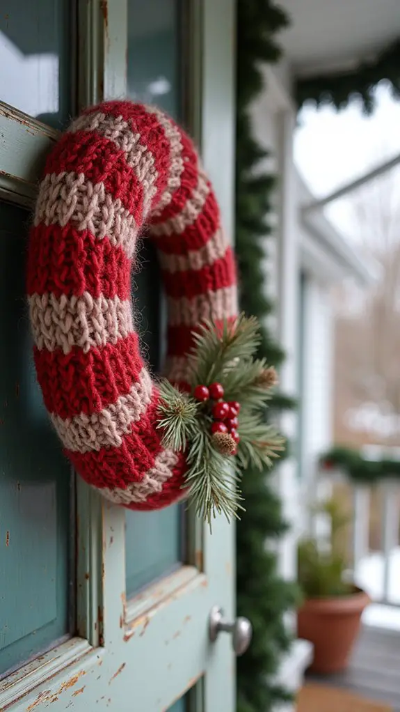 cozy festive knit wreath