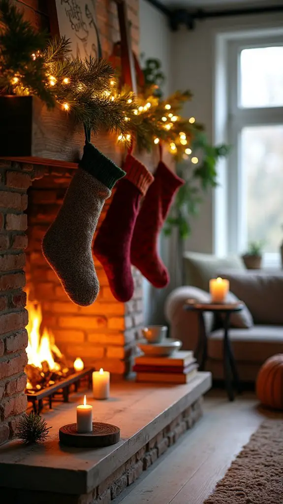cozy festive mantel display