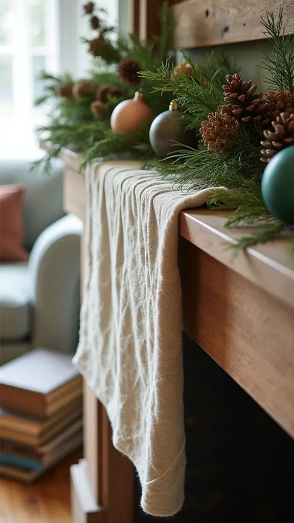 cozy festive mantle decor