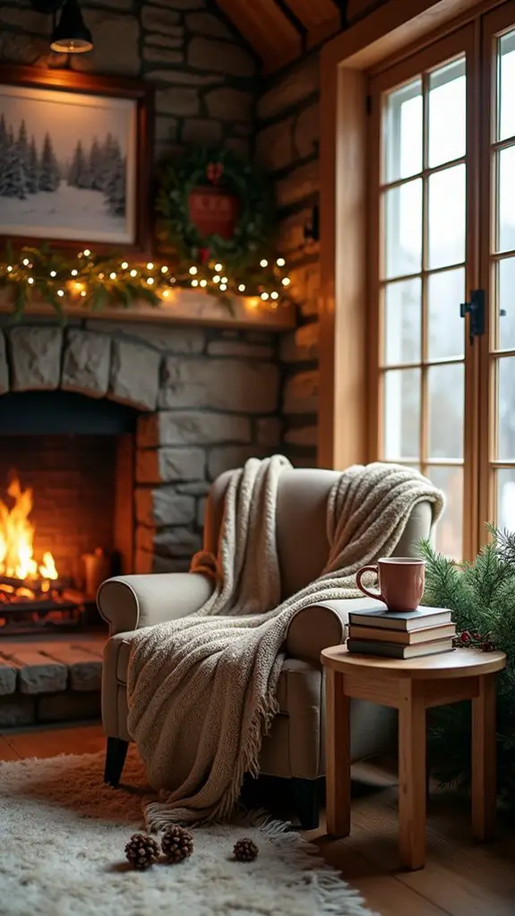 cozy festive reading nook
