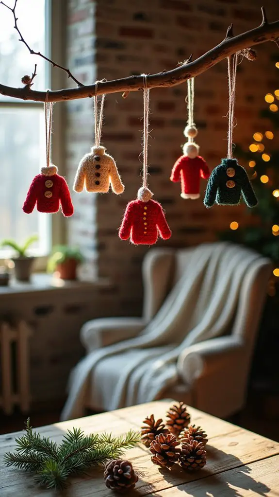 cozy festive sweater ornaments