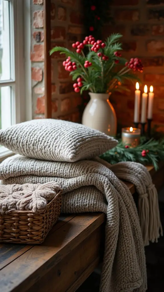 cozy festive woolen textiles