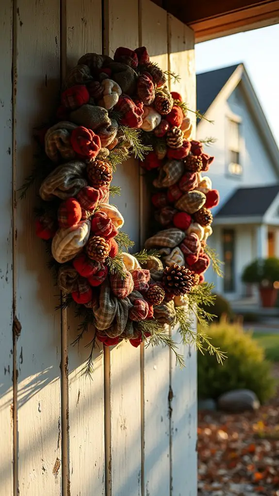 cozy flannel wreath decor