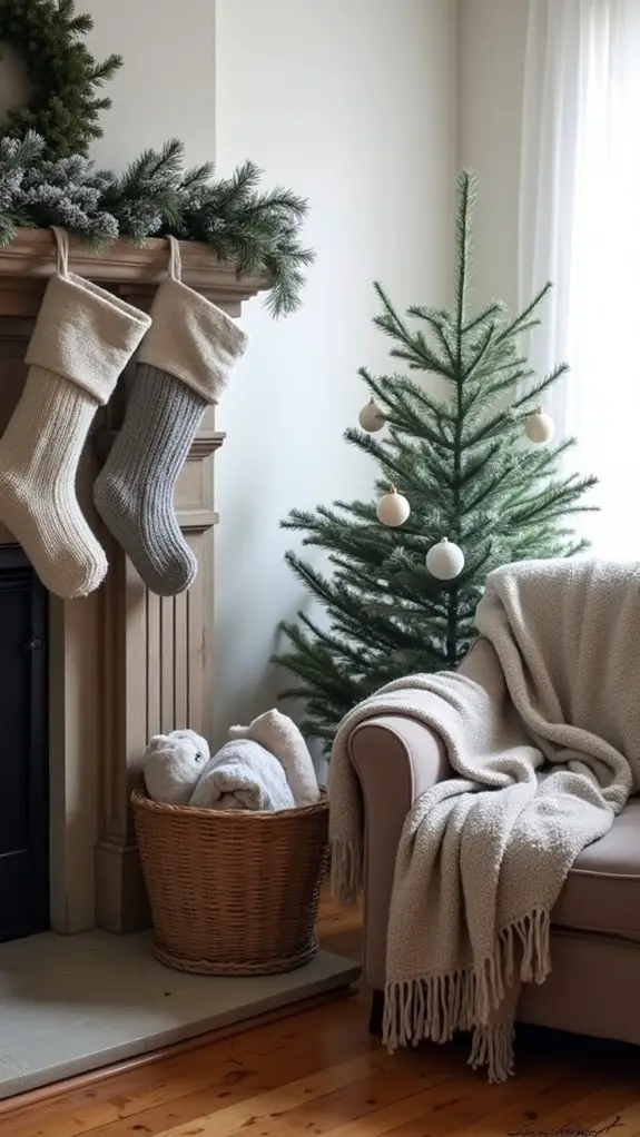 cozy gray and white stockings