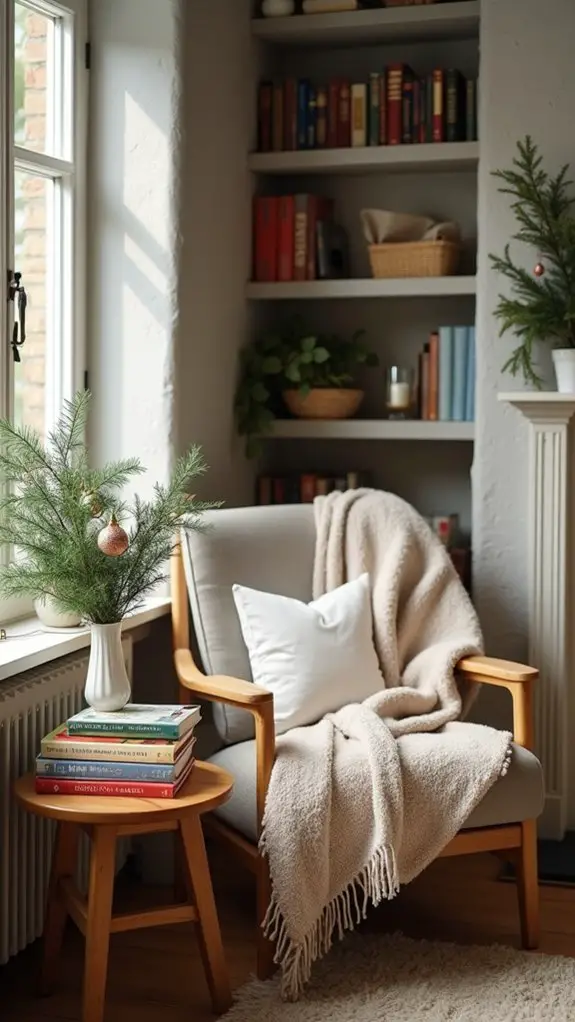 cozy holiday book display