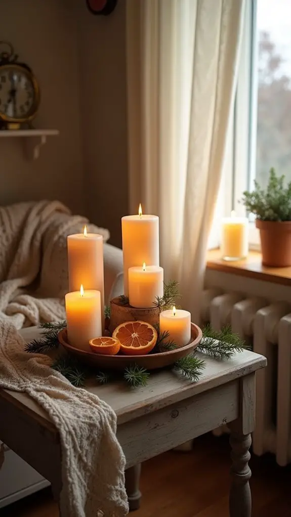 cozy holiday candle arrangement
