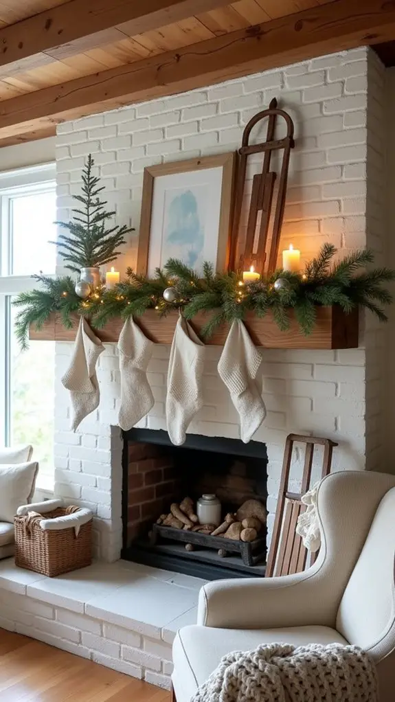 cozy holiday mantel display