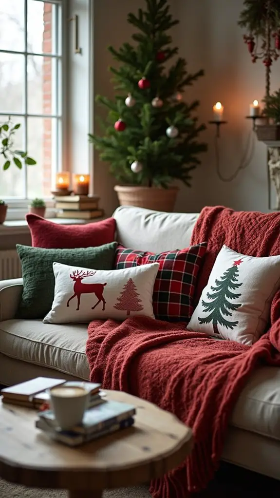 cozy holiday throw pillows