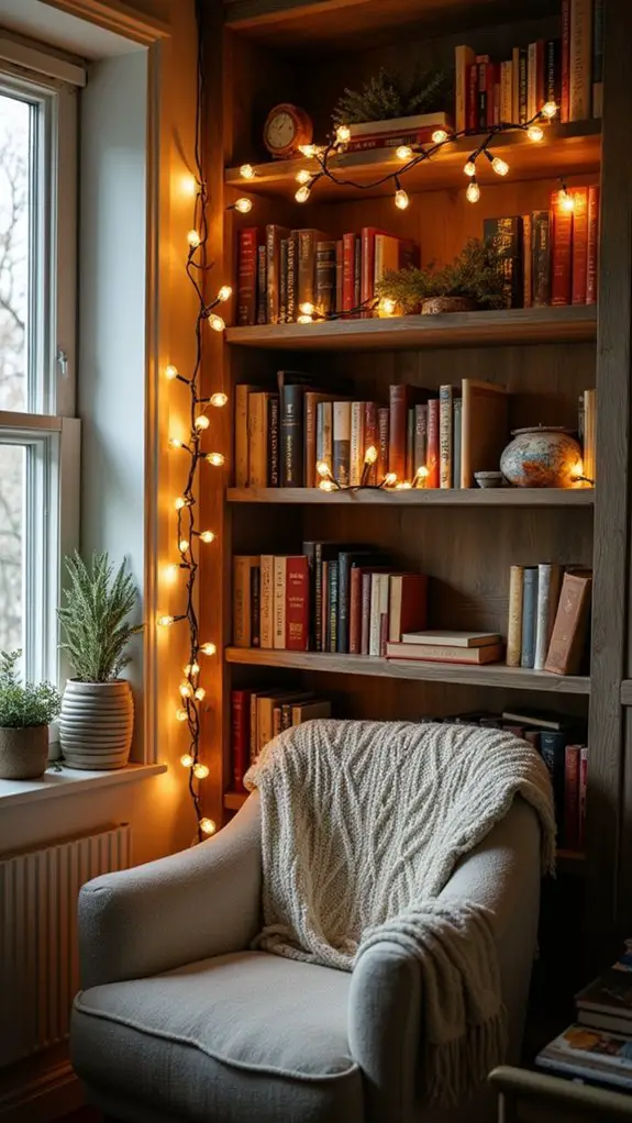 cozy illuminated reading nook