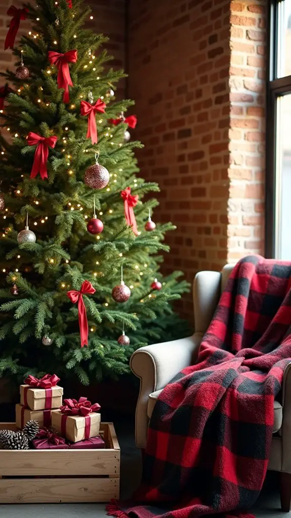 cozy plaid tree decor