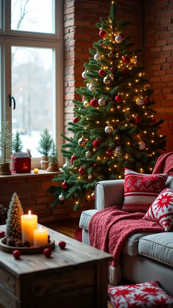 cozy red and white decorations