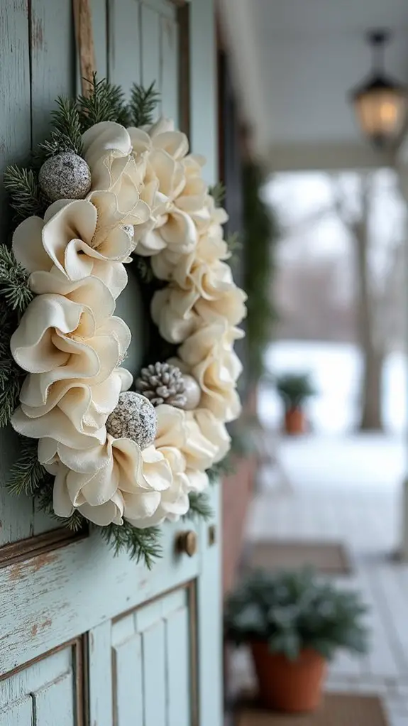 cozy ruffled fabric wreath