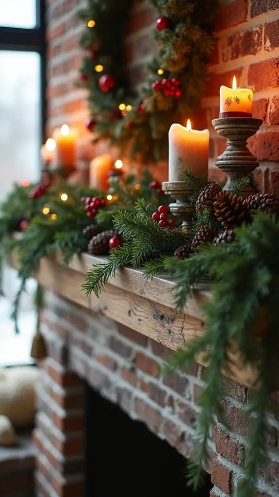 cozy rustic mantle decor