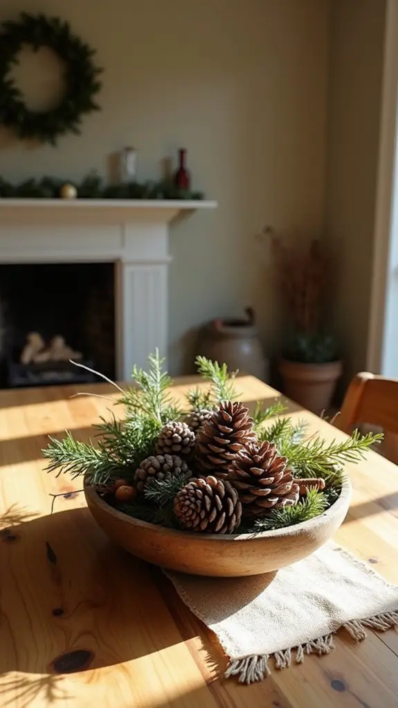 cozy rustic pinecone decor
