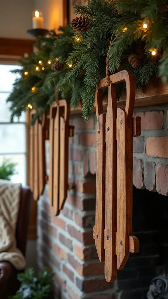 cozy rustic wooden sleds