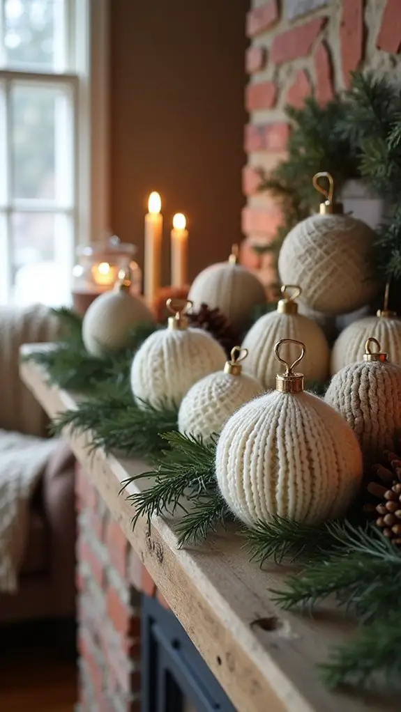 cozy textured knit ornaments