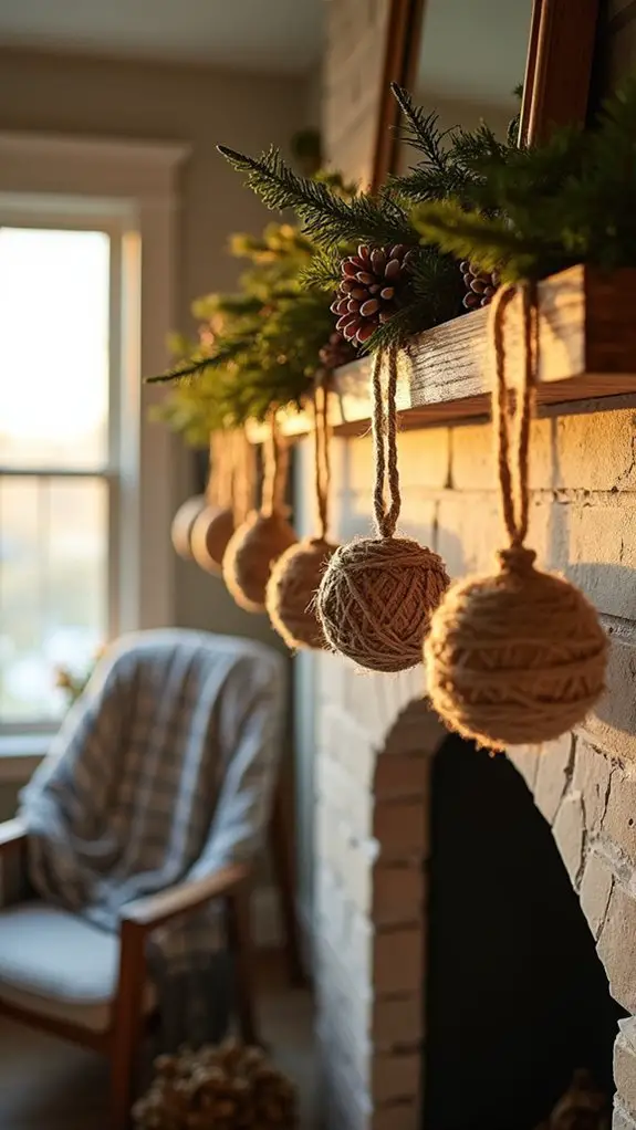 cozy twine wrapped ball ornaments