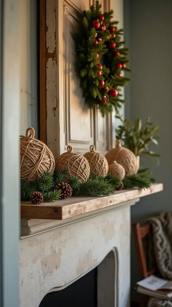 cozy twine wrapped ball ornaments